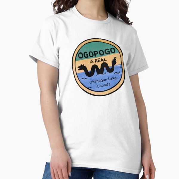 Vista previa del artículo con la obra «Ogopogo es real», diseñado y vendido por Hannah-Wheeler.