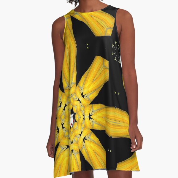 Black Gold Face A-Line Dress