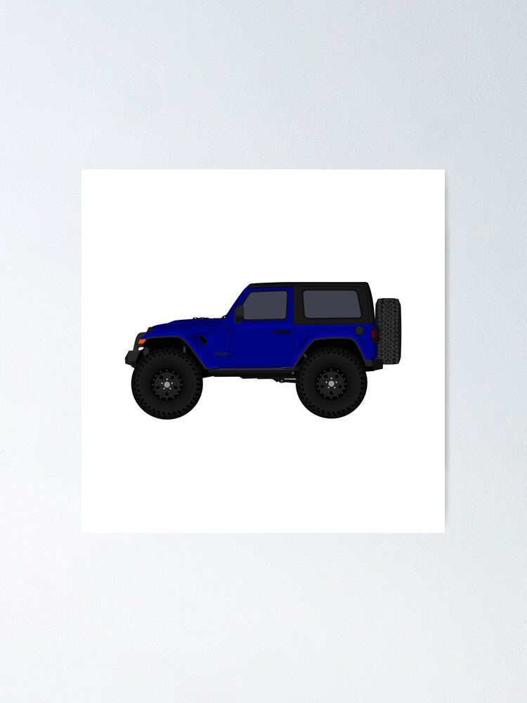 Dark Blue Jeep Wrangler Rubicon 2 Door Poster By Minimalvehicle Redbubble