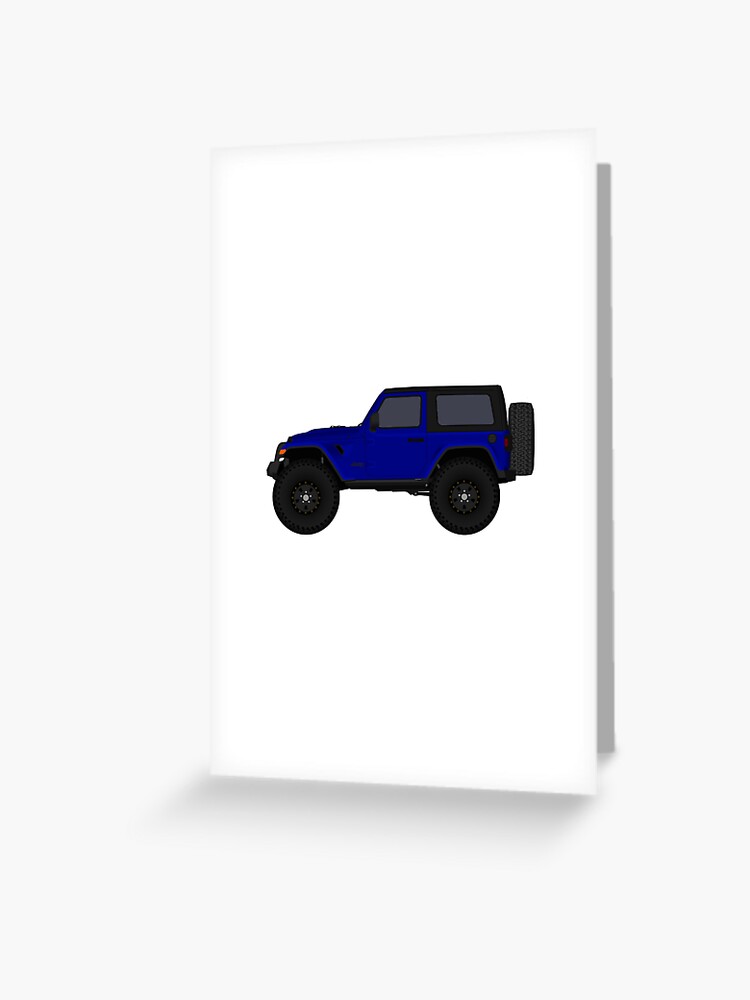 Dark Blue Jeep Wrangler Rubicon 2 Door Greeting Card By Minimalvehicle Redbubble