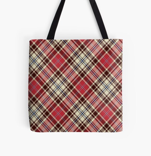 Geomatric line pattern for birthdaygift red and beige All Over Print Tote Bag