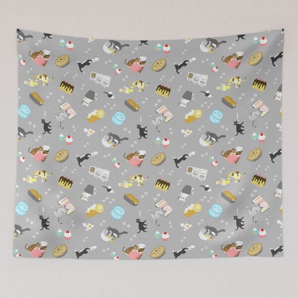 Item preview, Cats Baking Cakes and other Sweets, in Grey designed and sold by ninniku.