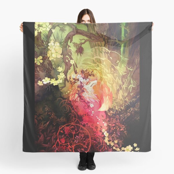 Dawnsing Wood Fox in Watercolor Scarf