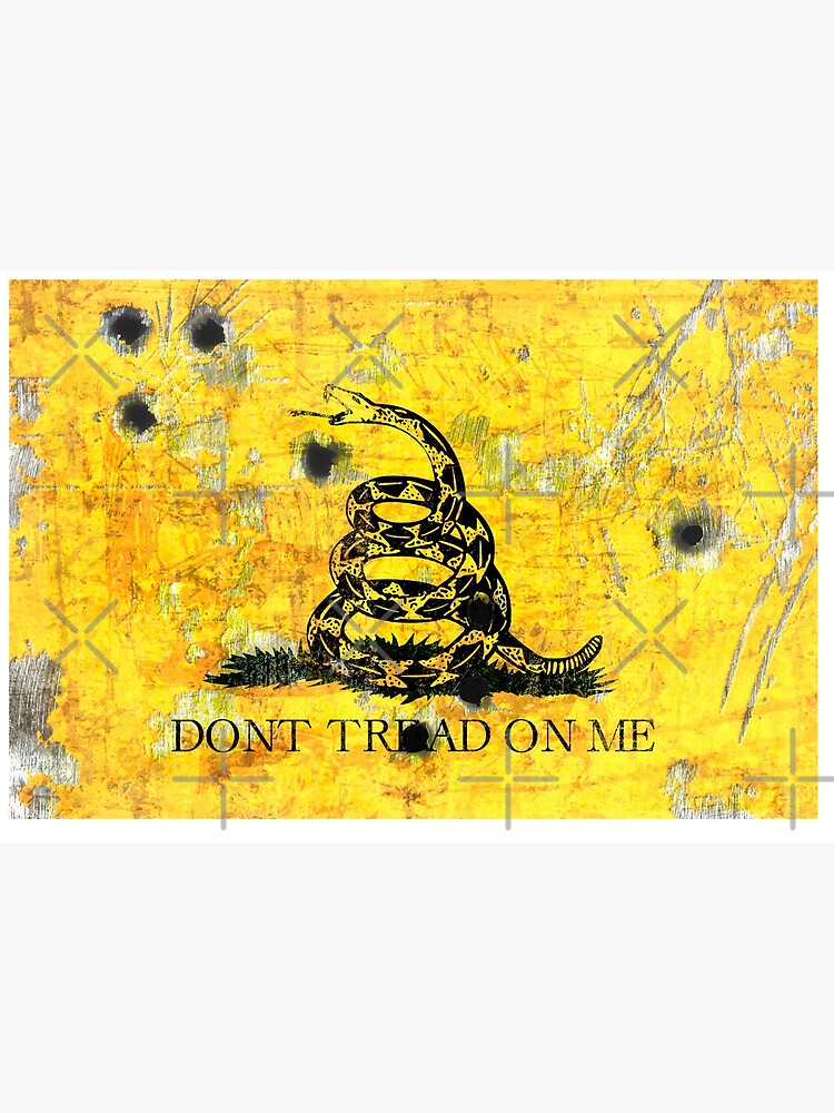 Gadsden Flag on Distressed Metal With Bullet Holes by MolonLabeArt