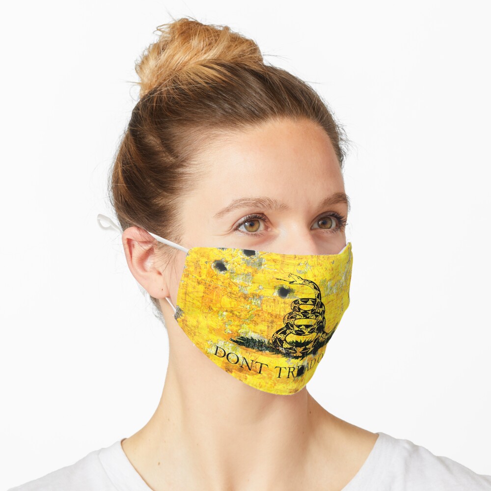 Gadsden Flag on Distressed Metal With Bullet Holes Mask