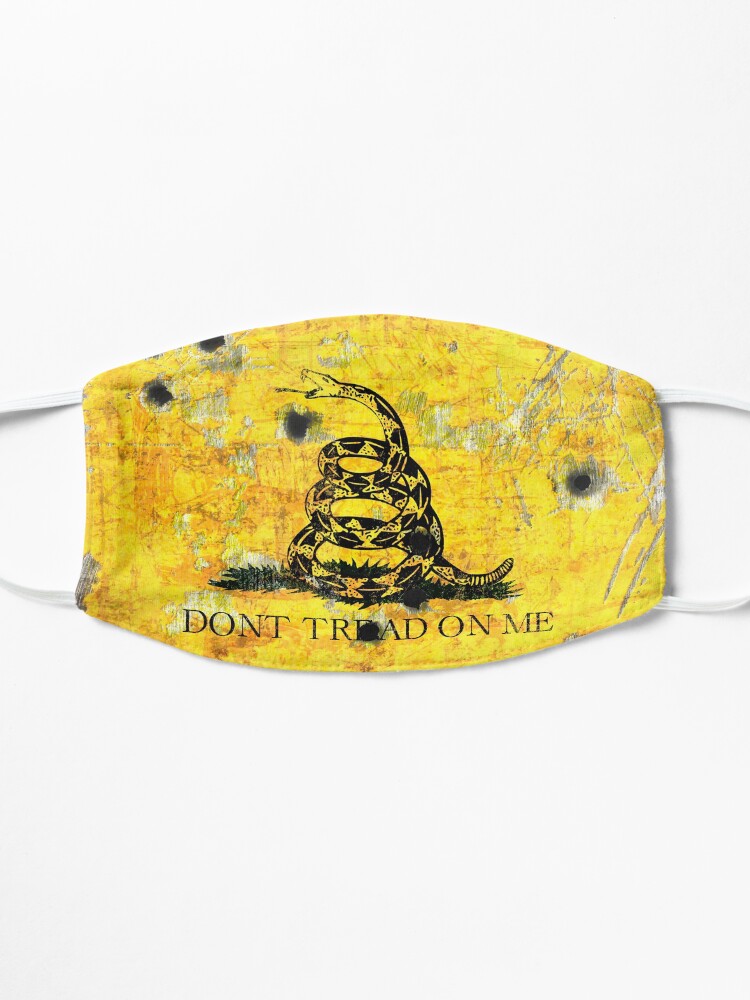 Alternate view of Gadsden Flag on Distressed Metal With Bullet Holes Mask