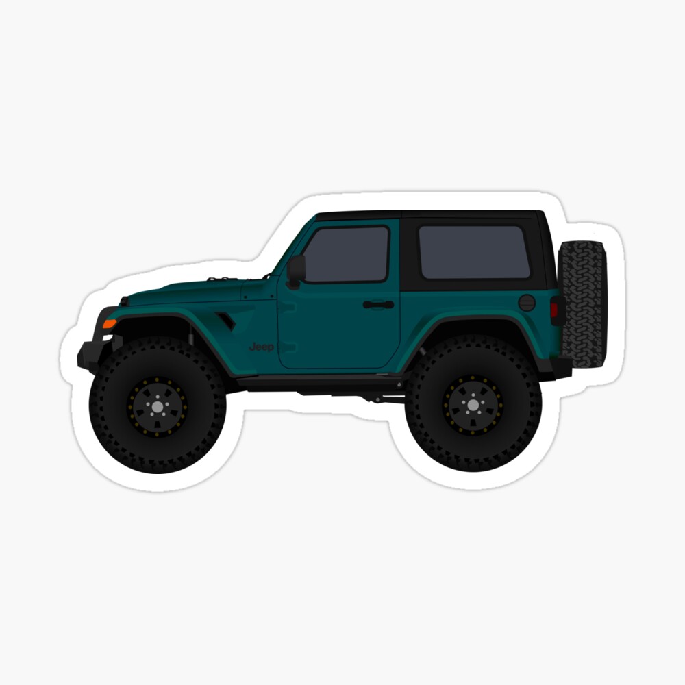 Teal Blue Jeep Wrangler Rubicon 2 Door Art Board Print By Minimalvehicle Redbubble