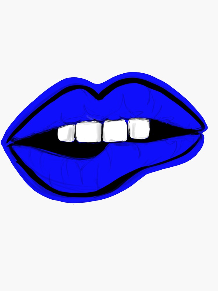 "Blue Lips" Sticker by vollmekn Redbubble