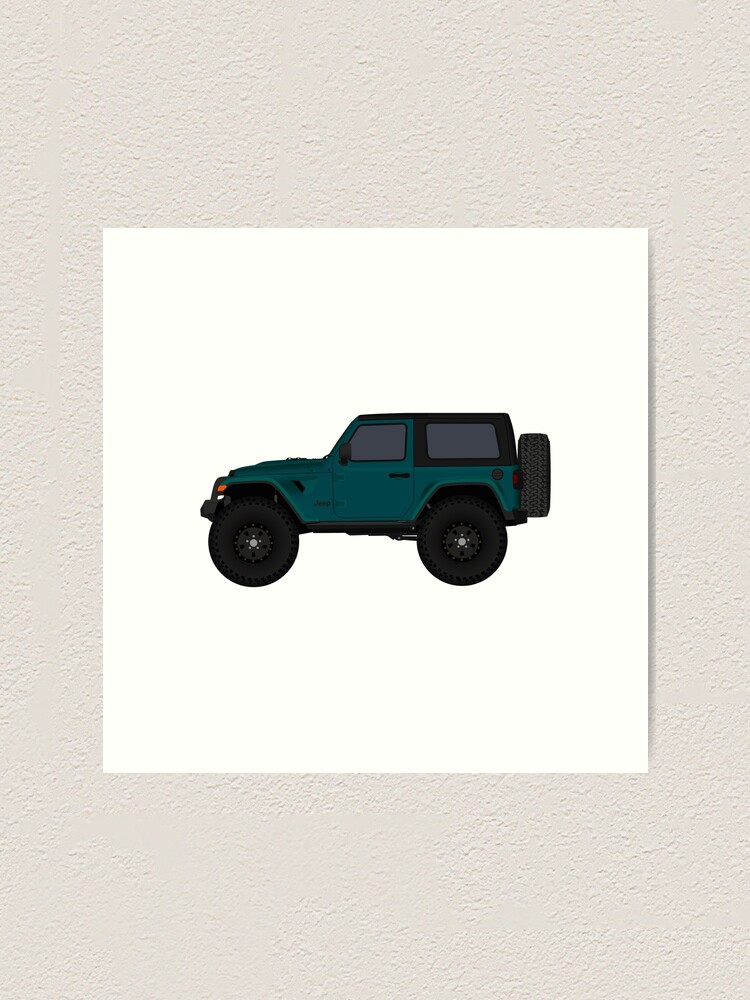 Teal Blue Jeep Wrangler Rubicon 2 Door Art Print By Minimalvehicle Redbubble