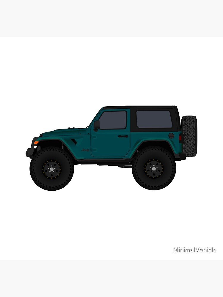 Teal Blue Jeep Wrangler Rubicon 2 Door Postcard By Minimalvehicle Redbubble