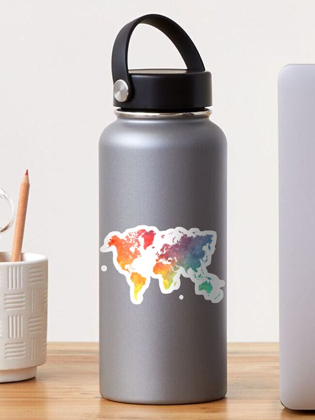 Thumbnail 1 of 3, Sticker, Map of the world colored designed and sold by JBJart.