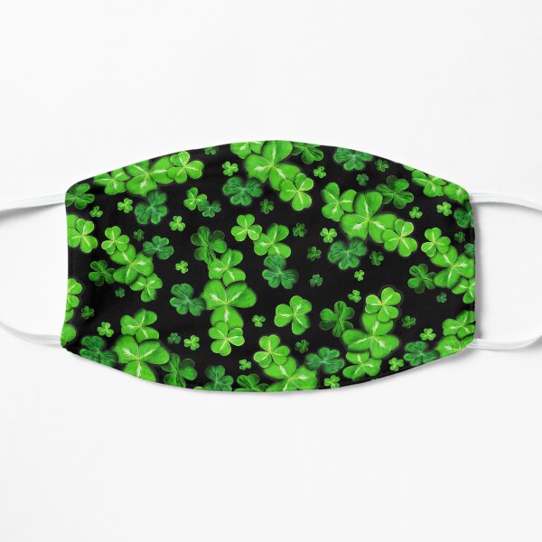 Green Clover Lucky Irish Shamrocks over black background Mask