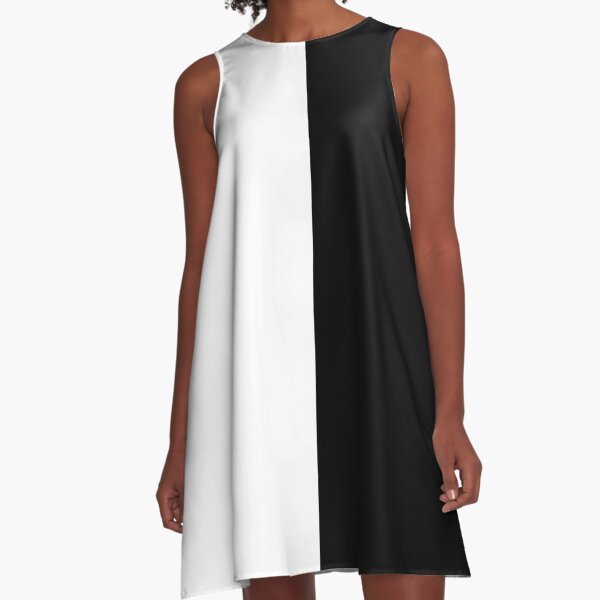 half black half white dress
