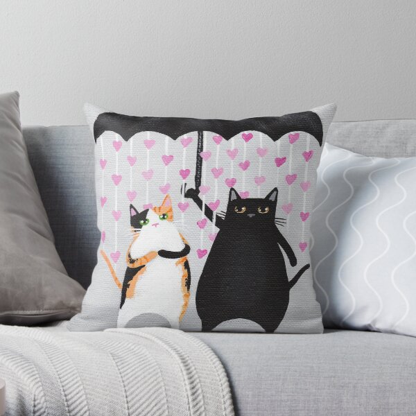 Love Rains Down Cats Throw Pillow
