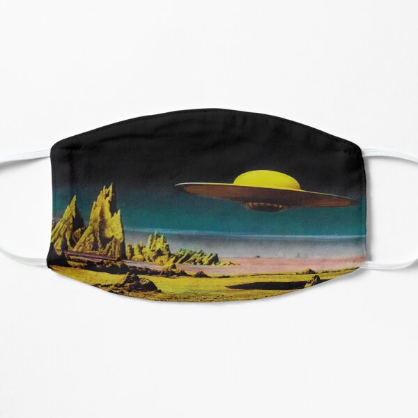 1950s Vintage Sci Fi UFO Flying Saucer Retro Aliens Space Pop Art Horror Mask