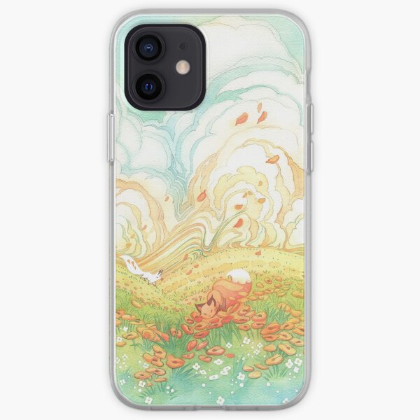 Meadow Frolic Watercolor Fox Kitsune Pattern iPhone Soft Case