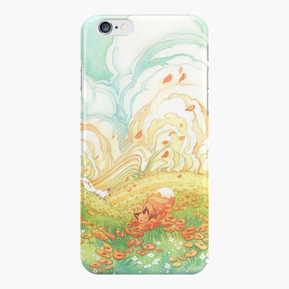 Meadow Frolic Watercolor Fox Kitsune Pattern iPhone Case & Cover