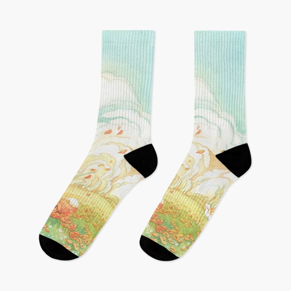 Item preview, Meadow Frolic Watercolor Fox Kitsune Pattern designed and sold by storyofthedoor.