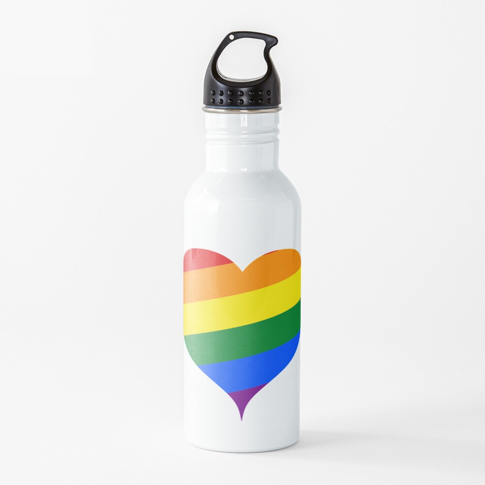 LGBTQ Heart Rainbow Water Bottle