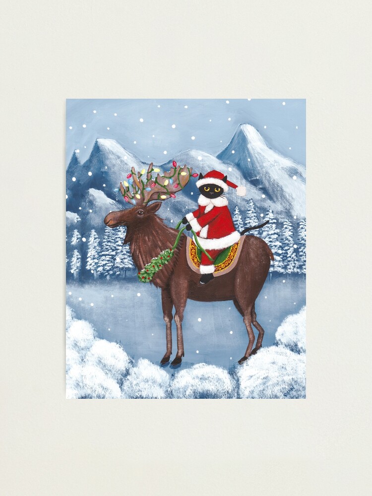 Alternate view of Merry Christmas Cat and Moose Photographic Print