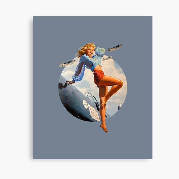Pin-up blonde. Air force in WWII. 40's Canvas Print