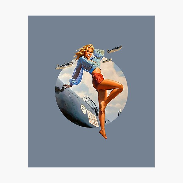 Pin-up blonde. Air force in WWII. 40's Photographic Print