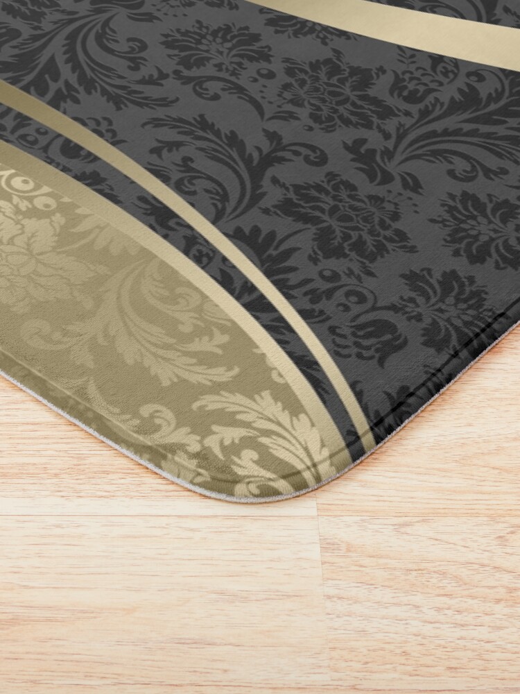 Alternate view of Gold & Black Damasks Modern Geometric Shapes Bath Mat