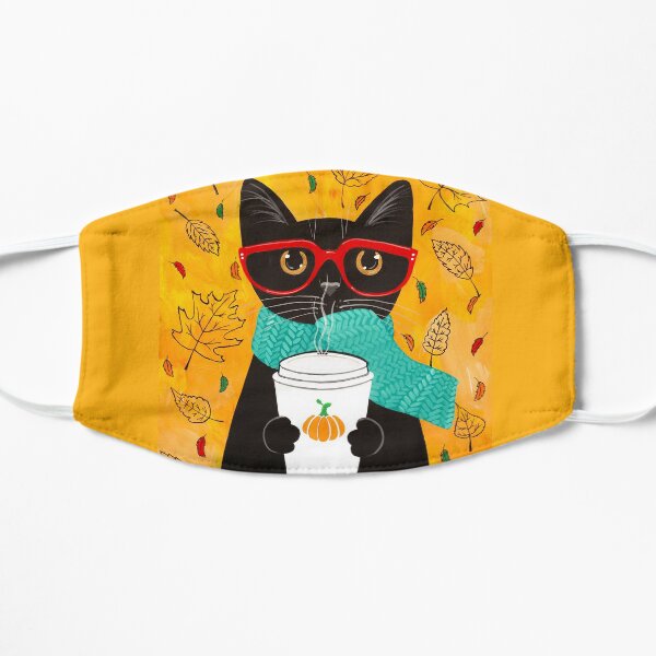 Autumn Pumpkin Coffee Cat Mask