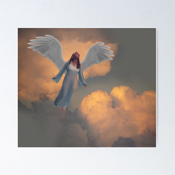 Angel Floating in the Clouds Poster
