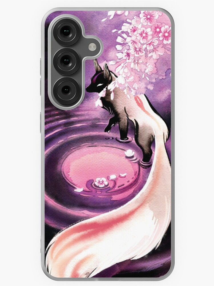 Thumbnail 1 of 4, Samsung Galaxy Phone Case, Rose Moon Sakura Blossom Fox designed and sold by storyofthedoor.