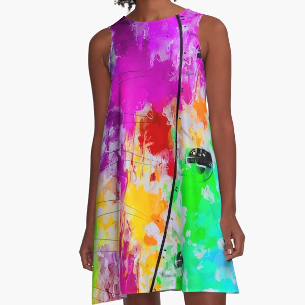 Item preview, ferris wheel with pink blue green red yellow painting abstract background designed and sold by Mrvell.