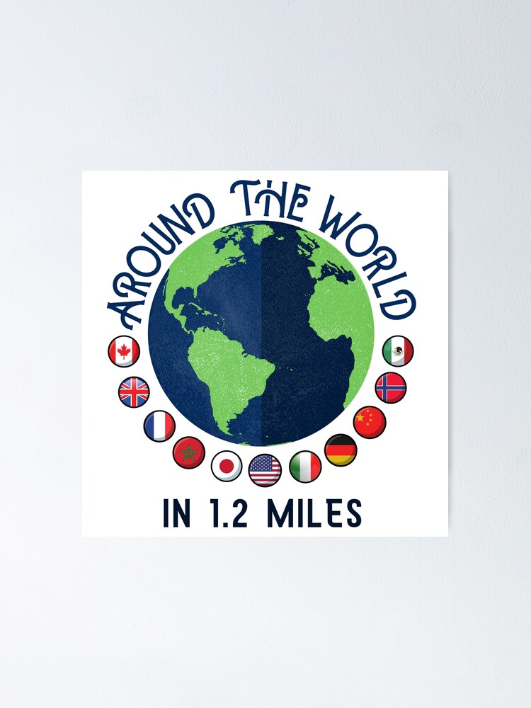 "Around the World in 1.2 Miles- Dark Text- World Showcase Inspired
