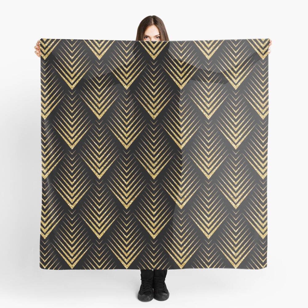 Black & Gold Art-Deco Pattern Scarf