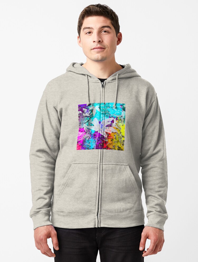 purple pink yellow blue hoodie