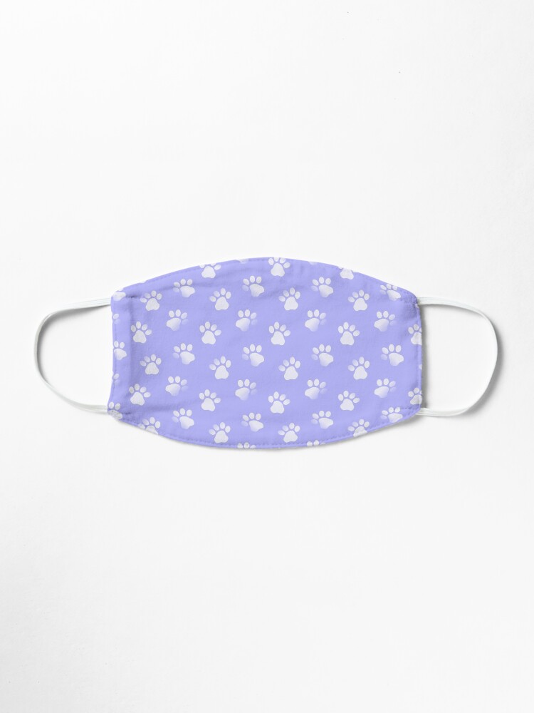 Alternate view of Animal Paw Prints Cats Dogs Purple and White Mask