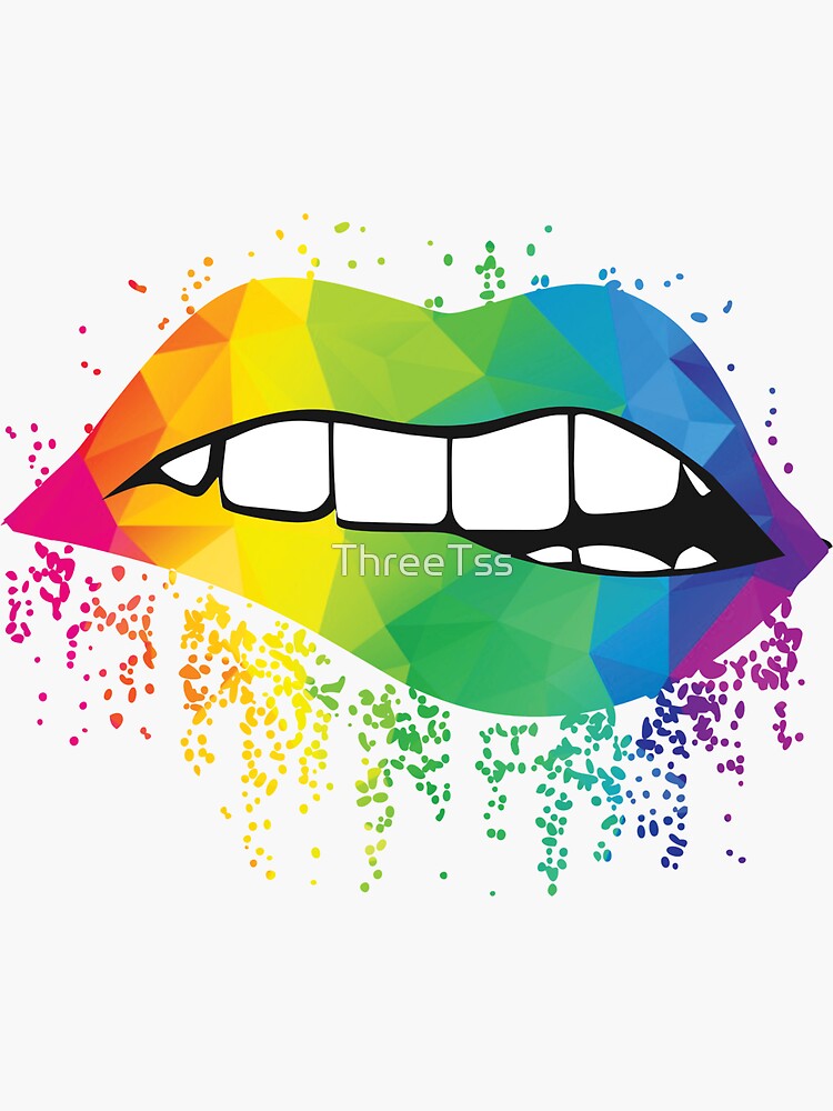 "Rainbow Lip Drip" Sticker by ThreeTss Redbubble