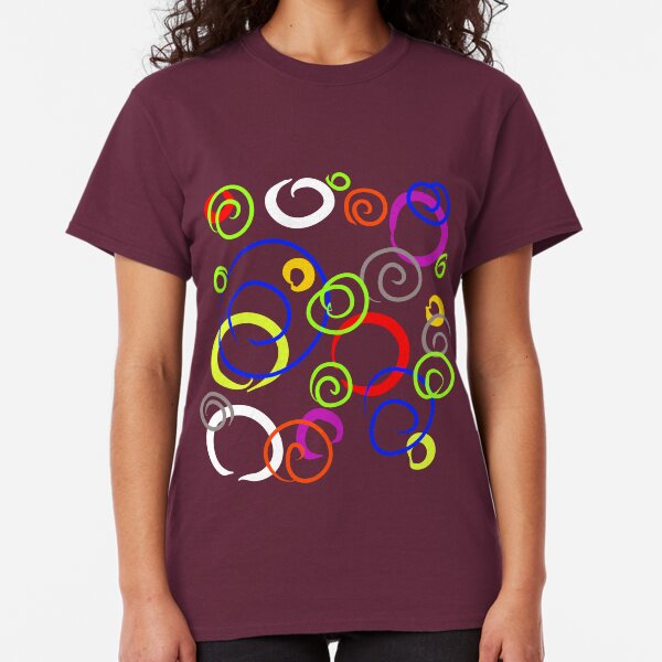 Fun beautiful color bright ornament pattern curlicues, circles Classic T-Shirt