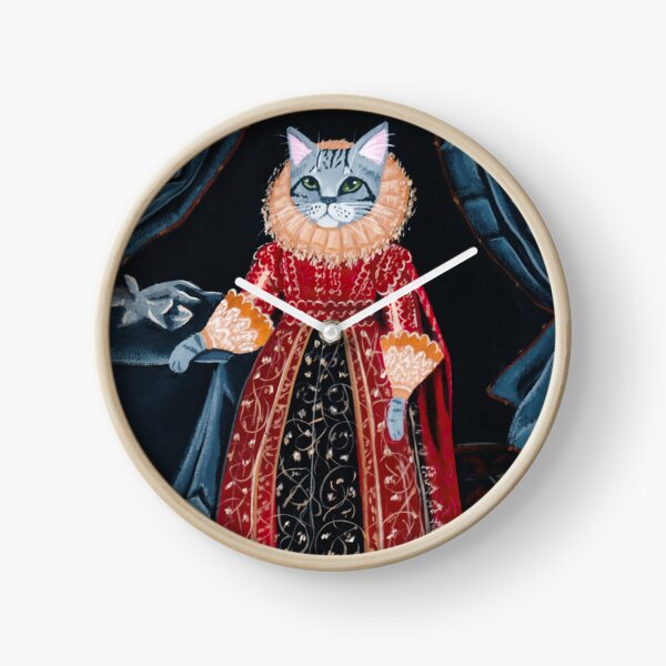 Lady Tabitha Silverly Elizabethan Cat Clock
