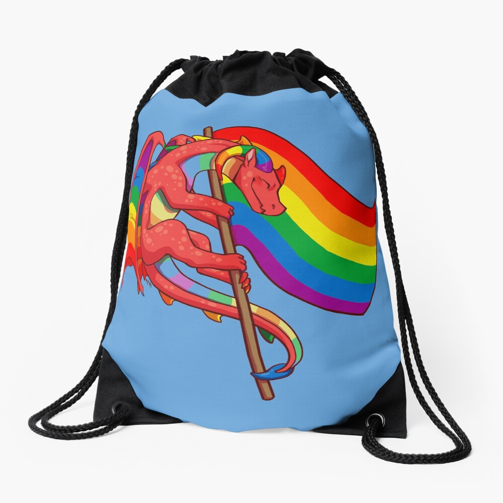 Gay Pride Flag Dragon (3rd Edition) Drawstring Bag