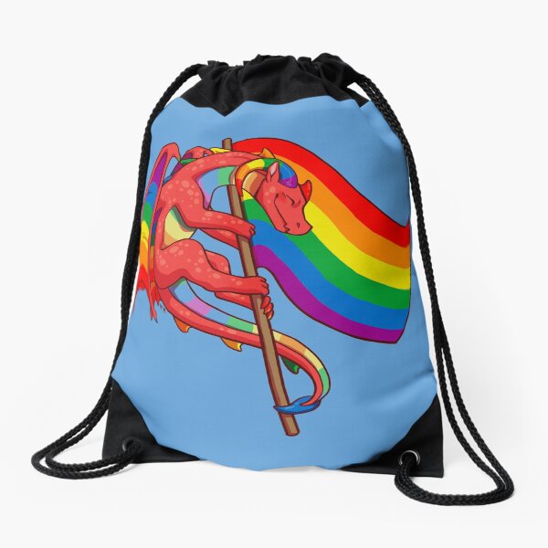 Gay Pride Flag Dragon (3rd Edition) Drawstring Bag