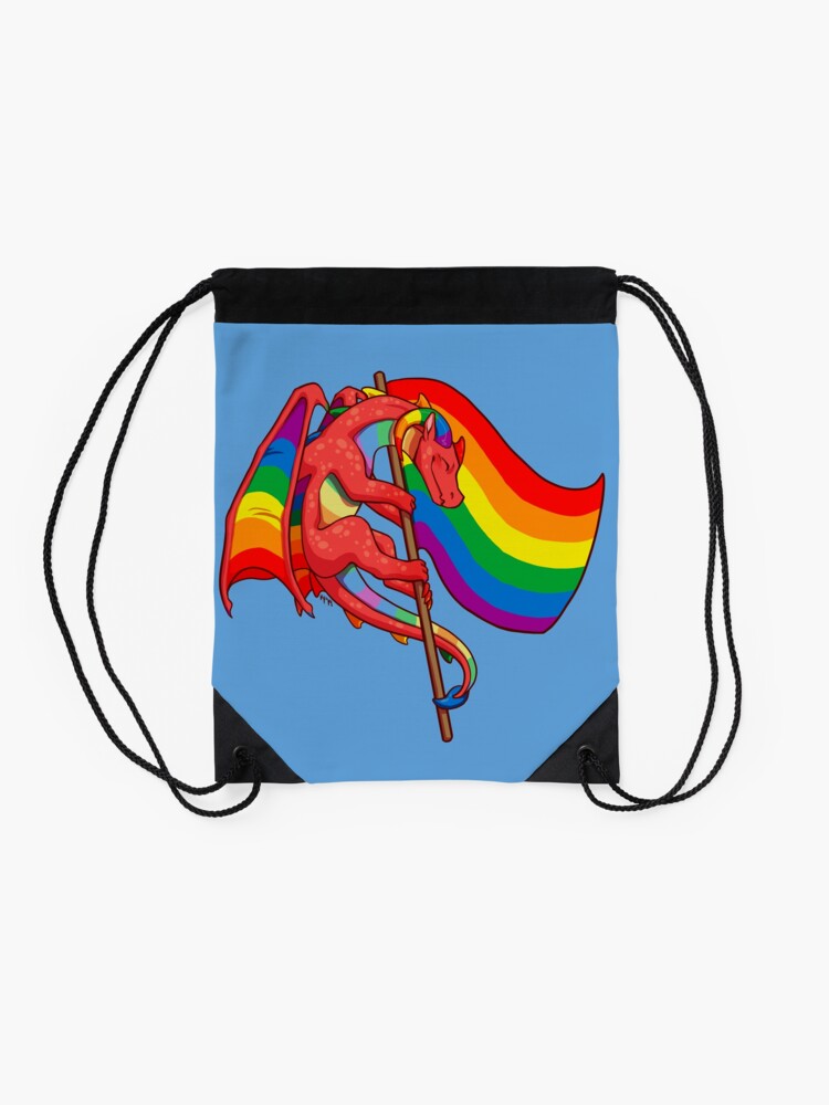 Gay Pride Flag Dragon 3rd Edition Drawstring Bag For Sale By