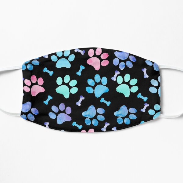  Paw Print Dog Watercolor Pattern Flat Mask