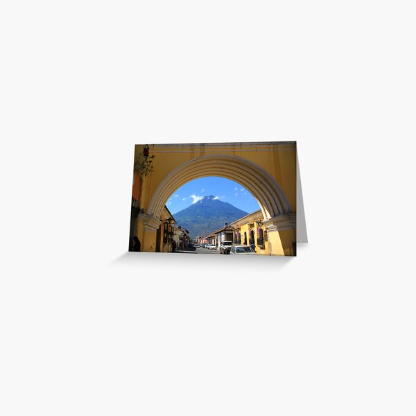 Arch and Volcano in Antigua, Guatemala Greeting Card