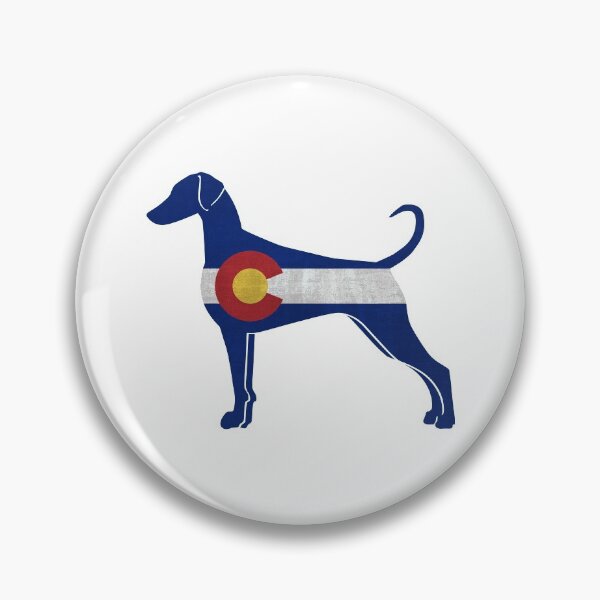 Doberman Pinscher Dog Breed Silhouette Filled with Colorado Flag Pin