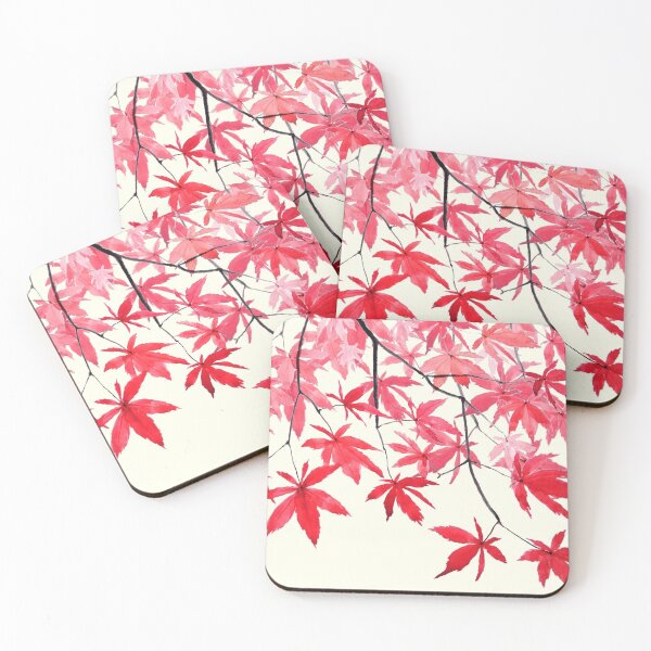 Item preview, red maple leaves watercolor painting designed and sold by ColorandColor.