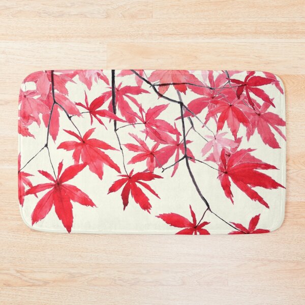 Item preview, red maple leaves watercolor painting designed and sold by ColorandColor.
