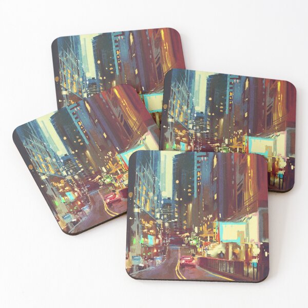Item preview, Downtown in the city streets painting designed and sold by MindChirp.