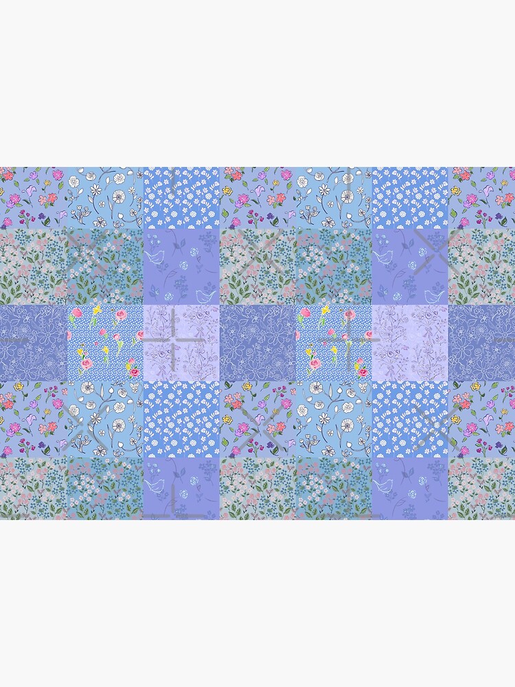 "Something Blue Patchwork Quilt by Tea with Xanthe" Mask for Sale by
