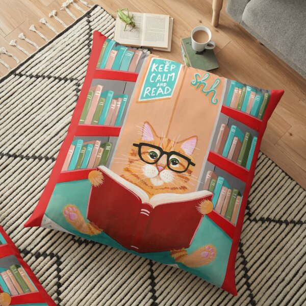 The Library Cat Floor Pillow