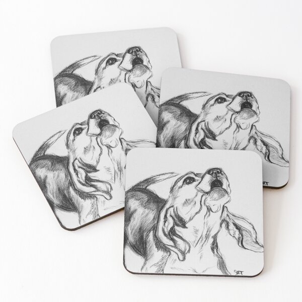 Item preview, "Beagle Howl Sketch" Dog Charcoal Drawing  designed and sold by Jessica Tomaino.
